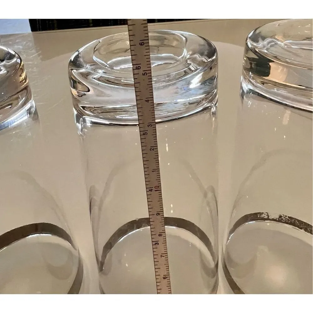Lot of 3 Dorothy Thorpe Silver Rim Highball Glasses Ice Tea Drinking Glasses